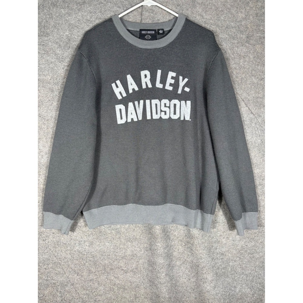 Harley-Davidson Mens XL Gray Wool Blend Crew Neck Sweater 96315-23VM